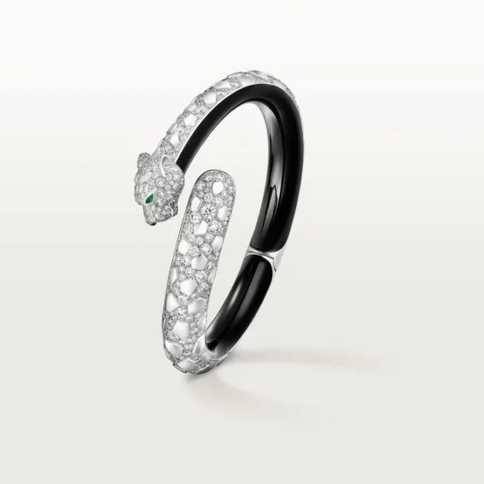 Pulsera Panthere De Cartier, laca negra, pavé