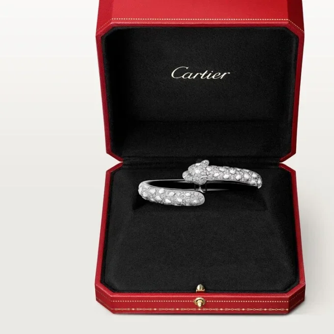 Pulsera Panthere De Cartier, laca negra, pavé