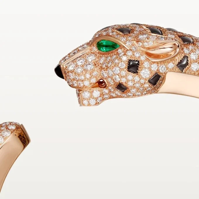 Pulsera Panthere De Cartier, obsidiana, pavé