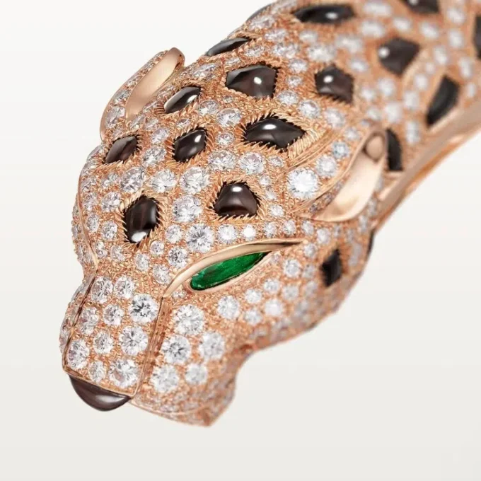 Pulsera Panthere De Cartier, obsidiana, pavé